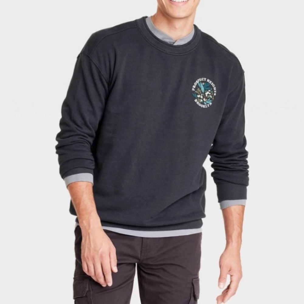 Goodfellow & Co Charcoal Gray French Terry Brooklyn Pullover Sweatshirt